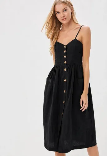 vestido de alcinha de linho puro