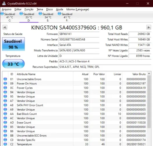 SSD Kingston A400, 960GB, SATA III