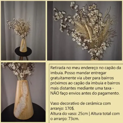 Vaso grande de cerâmica com arranjo nude novo