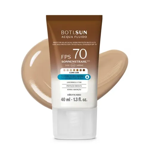 Protetor Solar Facial Com Cor FPS70 Boti.Sun 3.0 40ml