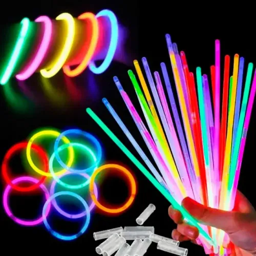 Pulseira Neon Festa 100 Unidades Alto Brilho Florescente Cor Colorido