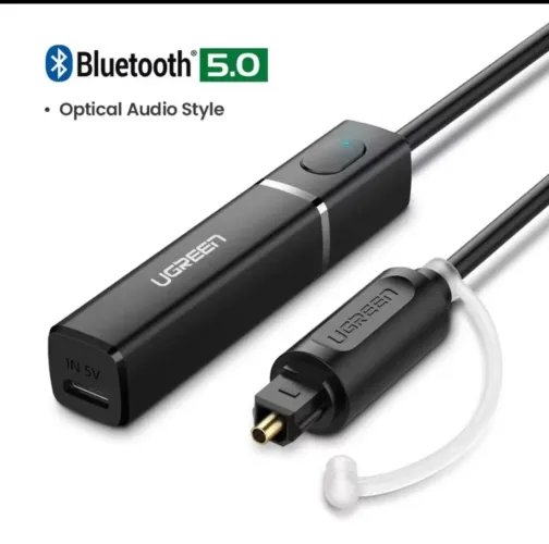 UGREEN Transmissor Áudio Bluetooth Plug Óptico Aptx Preto