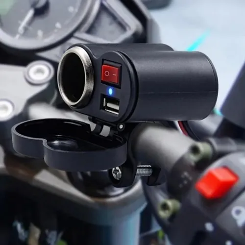 Carregador de Celular para Moto 12V Com Chave Para Liga e Desligar