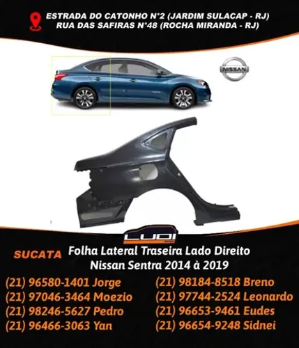 Folha Lateral Traseira Lado Direito Nissan Sentra 2014 à 2019