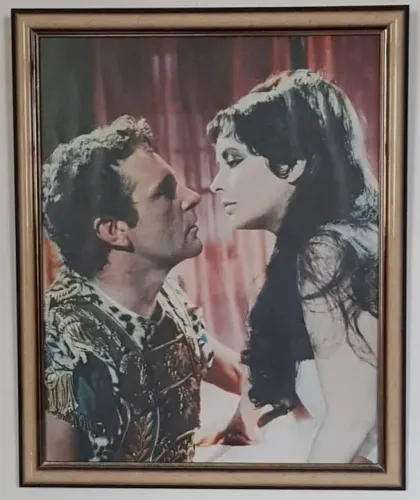 Quadro Gravura Cleopatra 37,5 X 31 cm Elizabeth Taylor Richard Burton
