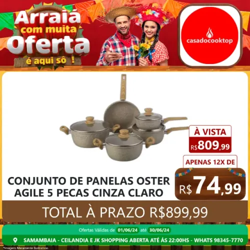 Conjunto de panelas oster agile 5 pecas cinza claro