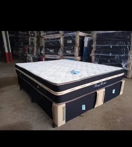 Cama box queen colchão e base molas ensacadas individualmente