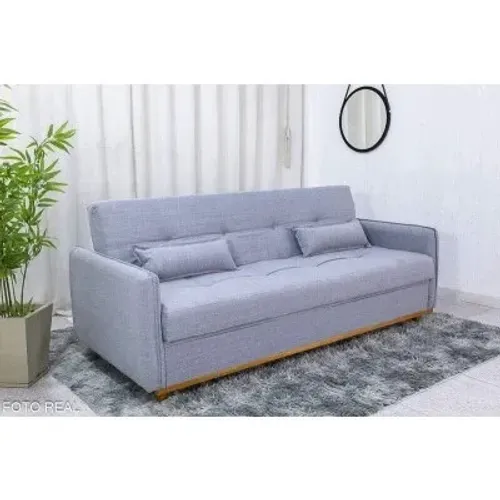 Sofá Cama Baú Leme 2,05m Linho Oportunidade rf54