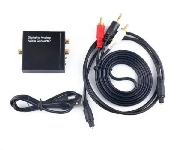 Conversor Adaptador Óptico Digital + cabo Optico + cabo Rca - Novo