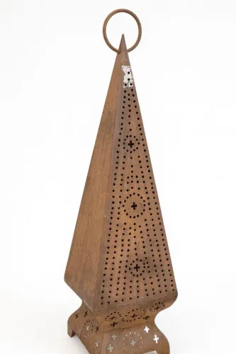 Luminária em chapa de latão estilo incensário indiano 110cm