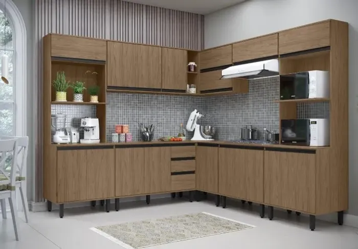Armário de Cozinha Completo 8 Módulos Balcão 1,20m (Novo) Entrega Grátis! 