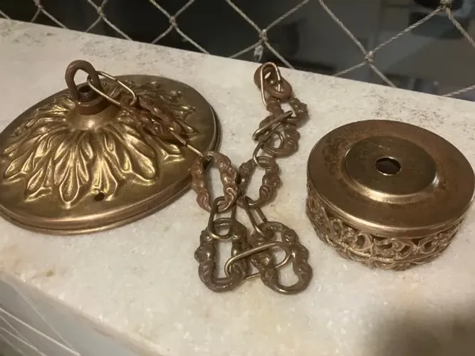Lustre em Vidro Fosco detalhes em estrela. Raridade com mais de 50 anos