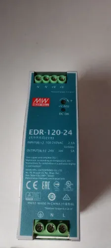 Fonte ac/dc EDR-120-24 Mean Well 120W saída 24v 