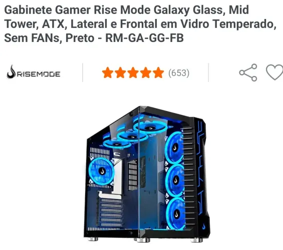 Gabinete Gamer Rise Mode Galaxy Glass