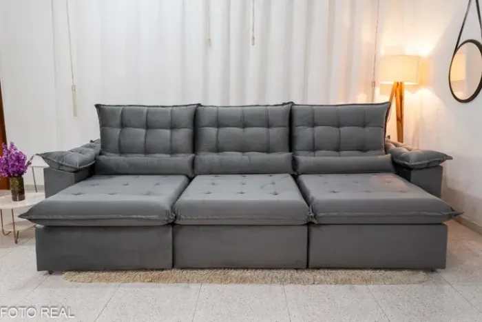 Sofá Retrátil Reclinável 3.20m Emanuelly Receba Hoje