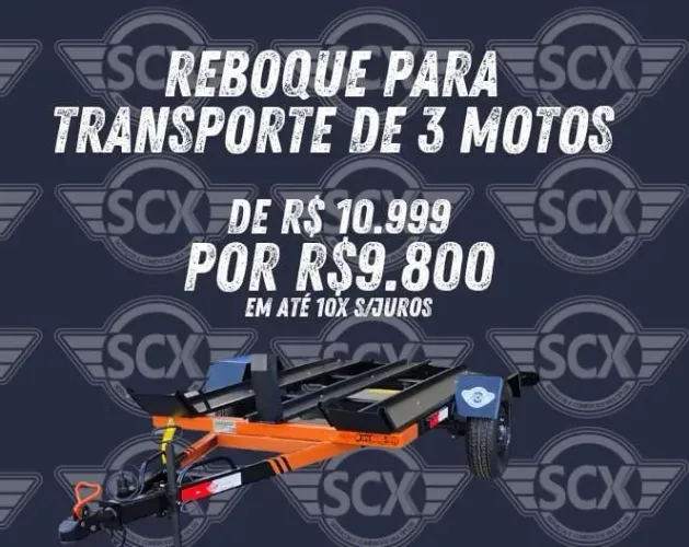 Reboque para transporte de 3 motos na promoção!