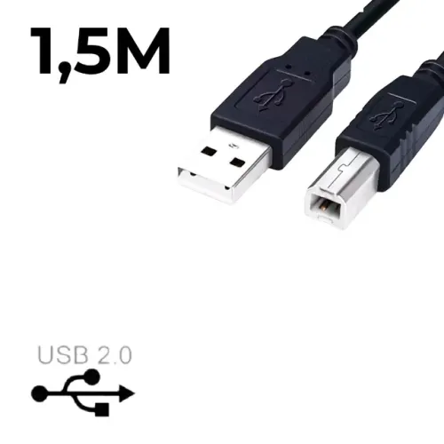 Cabo Usb Para Impressora Universal Padrão Cor Preto