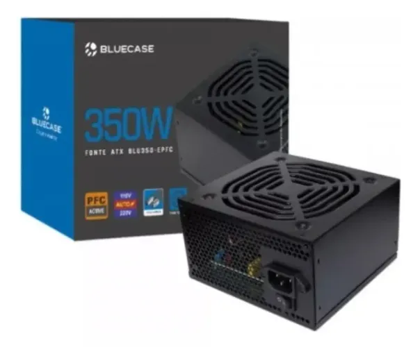 Fonte Bluecase Atx 350w Bivolt Pfc Ativo C/ Cabo Blu350-epfc Nova Loja Coimbra Computadore