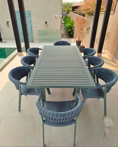 CONJUNTO MESA DE ALUMINIO PARA ÁREA EXTERNA 