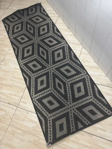 Tapete Geométrico Preto e Bege
