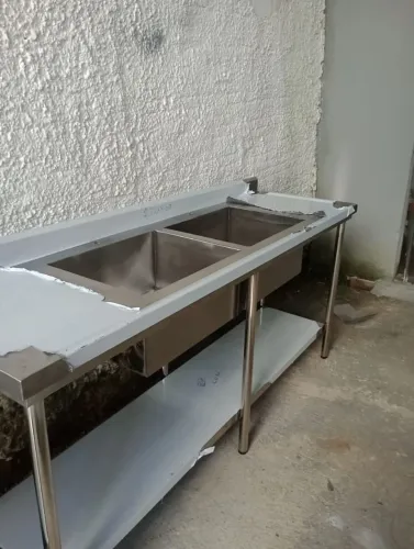 Pia de aço inox duas cubas promoção l
