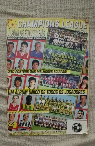 guia/álbum fotográfico champions league 95/96 completo com pôsteres portugal anos 90