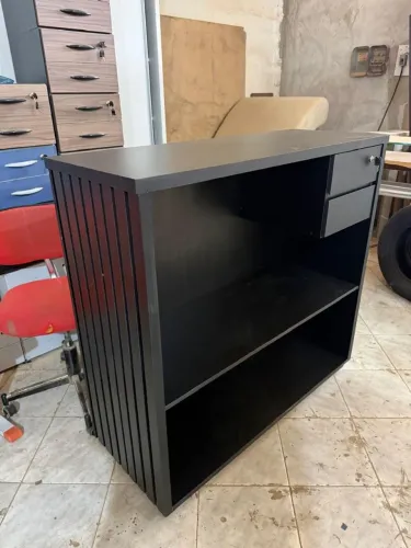 Balcão caixa MDF ripado 1.20x1.10x0.45<br><br>Medidas?1,20x1,10x45