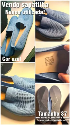 Sapato azul tamanho 37 - de crochê - nunca utilizado!