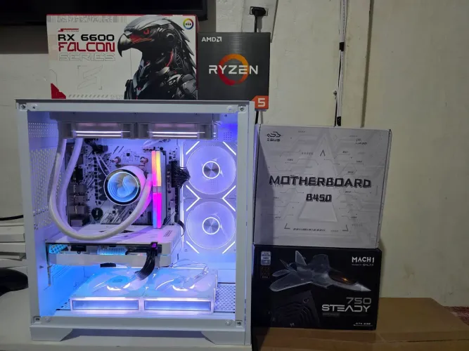 PC Gamer Full White Ryzen 5 5500 RX 6600 16gb 3000mhz Ssd 480gb