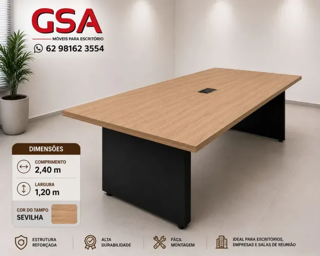 Mesa de reunião 2,40 x 1,20 em 6x no cartão ( Entrega e montagem grátis! )