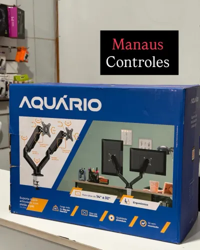 Suporte Pistão a Gás Articulado para Monitor de 14 a 32 Polegadas Duplo 