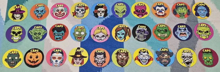 Coleção tazos buzzy caps monstros 2021 completa ler descrição