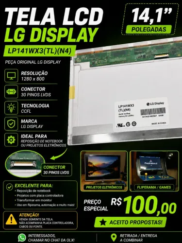 TELA LG 14,1" 1280×800 - LP141WX3(TL)(N4) PARA NOTEBOOK 