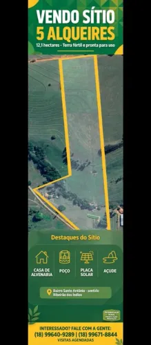 Sítio 5 alqueires presidente Bernardes sp 14 km da cidade