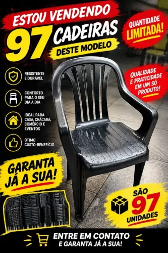 Cadeiras de plástico pretas