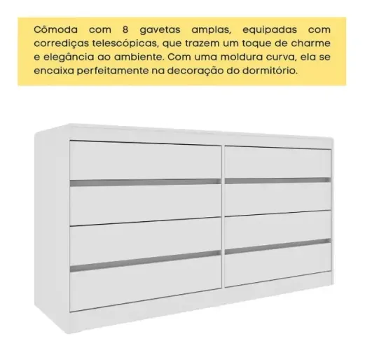 Cômoda Urban 8 Gavetas Alta Qualidade
