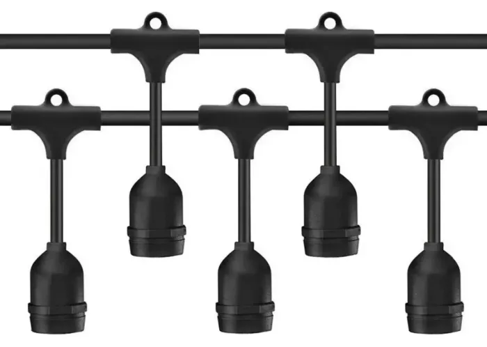 Varal de Luzes Top Aaa IP65 100m com 100 Soquetes E27 Exterior Preto