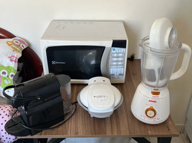Kit cozinha microondas,cafeteira,omeleteira e liquidificador 