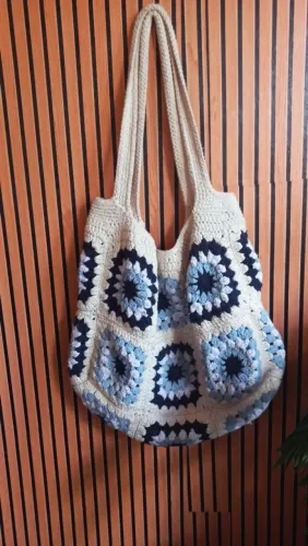 Bolsa de crochê grande praia