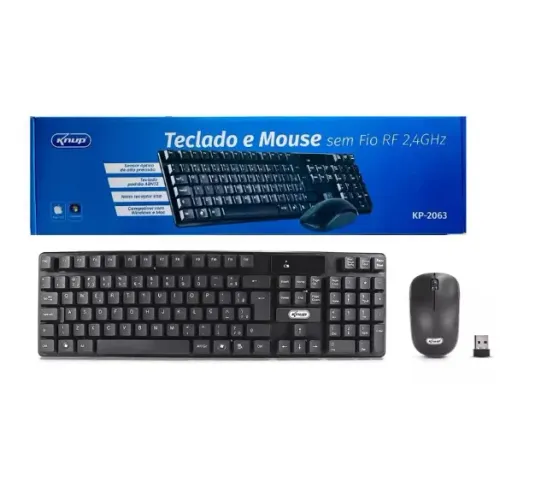 Kit teclado e Mouse Sem fio Knup