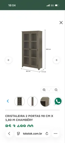 Cristaleira tok & stock cinza novissima