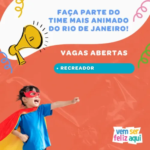 VAGA EM ABERTO: RECREADOR(A) - EMPRESA DE ANIMAÇÃO E RECREAÇÃO INFANTIL