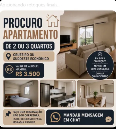 BUSCO APARTAMENTO NO SUDOESTE OU CRUZEIRO