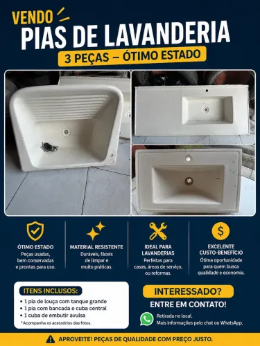 Conjunto de pias , pia de cozinha , lavanderia e pia de banheiro