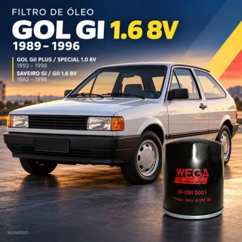 Filtro de Óleo Blindado VW Gol Saveiro 1.0 1.6 8V Wega WUNI0001 - Nova