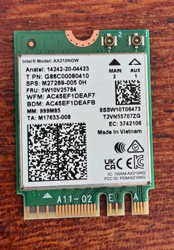 Placa Wireless Wi-fi 6e Intel AX210NGW com bluetooth 5.3