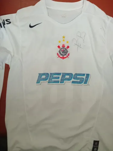 RELÍQUIA! CAMISETA MANGA LONGA OFICIAL DO CORINTHIANS AUTOGRAFADA PELO BEBETO, DE 2004