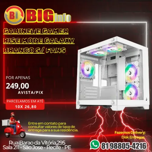 Gabinete Gamer Rise Mode Galaxy Glass M Mini, M-ATX, Lateral e Frontal em Vidro Temperado