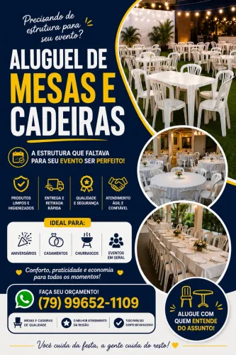 Aluguel de mesas e cadeiras