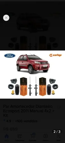 VENDO AMORTECEDOR ECOSPORT 2003 AO 2012.